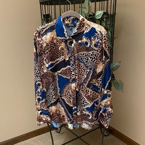 Eric Signature Leopard/Chain Design Blouse. Size 10. New with tags.